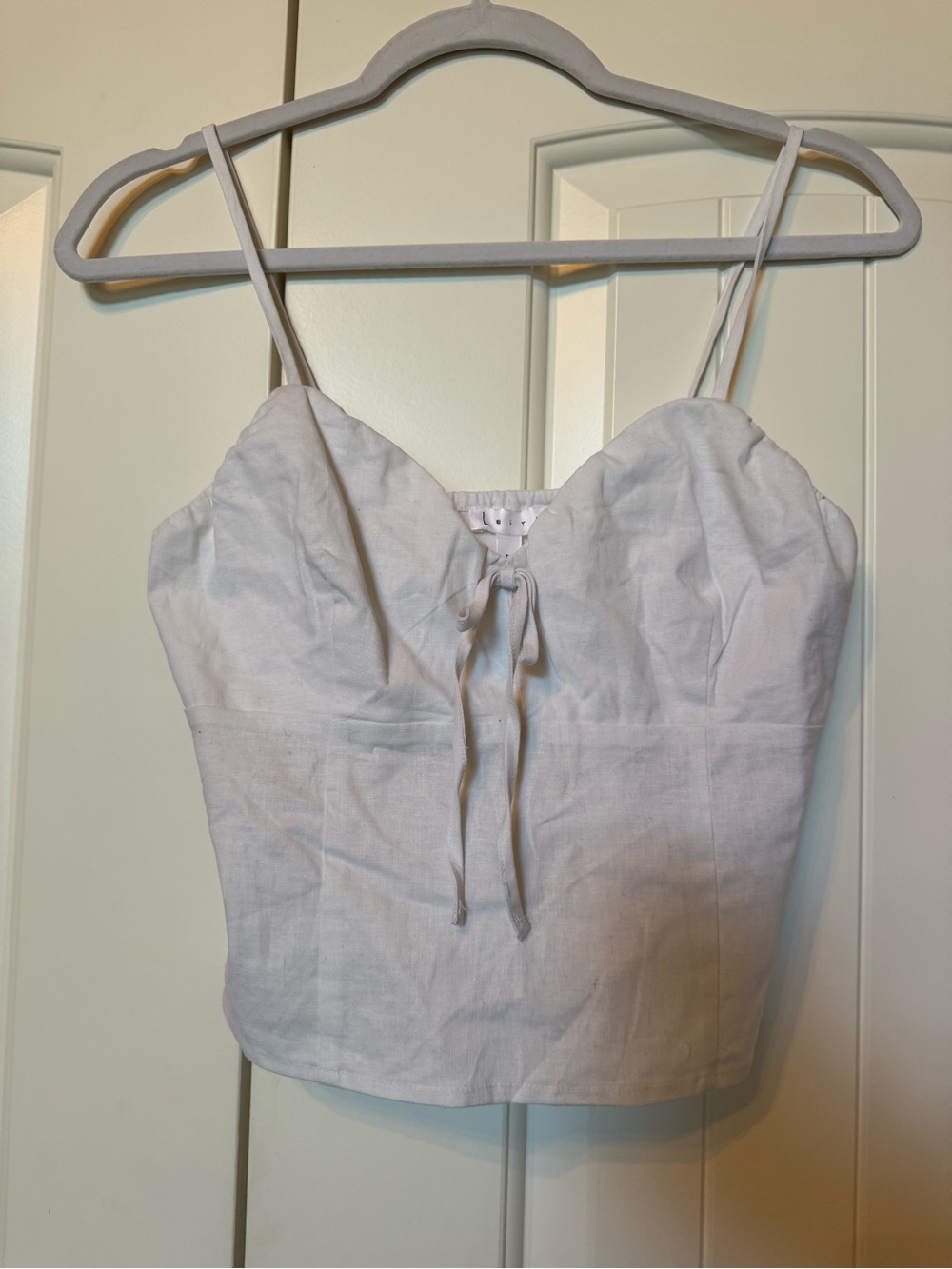 Leith White Linen Blend Sweetheart Bustier Cami Top | Corset Style | Size Small